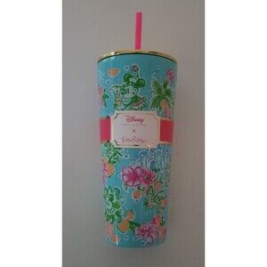NEW Disney Parks X Lilly Pulitzer Collab Mickey & Minnie Mouse Tumbler Blue Pink